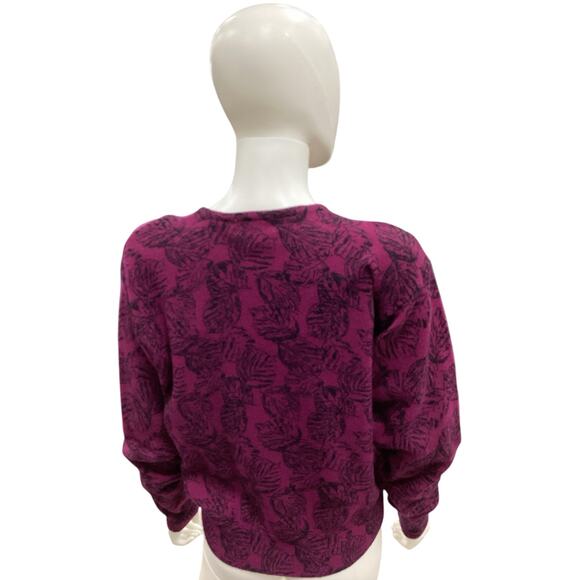 VTG Christian Dior Sweater Women SZ M Crew Neck Leaf Motif 96% Lambswool Purple - Picture 4 of 5